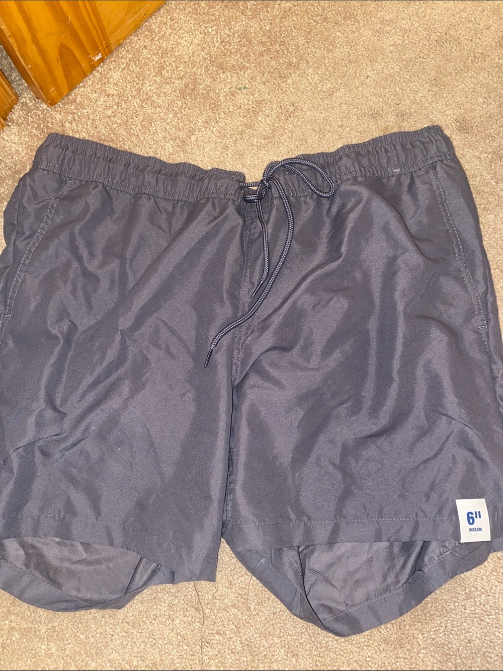 Mens 6" Inseam Black Swim trunk Shorts